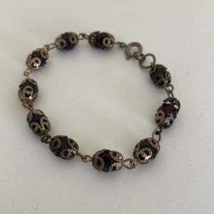 Vintage Bracelet 7” Dark Red Beads